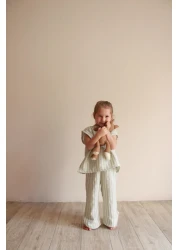 Oh La La Koala For Little Ones Green Striped Back Detailed Muslin Suit