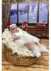 Beniizle Bodysuit Dress - Daisy Embroidered, Tulle and Snap, 100% COTTON, 6-24