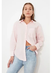  Collection Pink Single Pocket Boyfriend/Wide Fit Cotton Woven Shirt TWOAW20GO0115