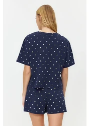  Collection 100% Cotton Navy Blue Polka Dot and Heart Sleepwear Set - Thmss21Pt1485