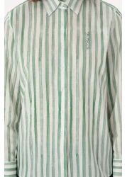 U.S. Polo Assn. Women's Green Long Sleeve Striped Shirt 50299509 -Vr054