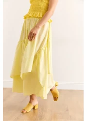 Olalook تنورة نسائية صفراء بخصر مطاطي ETK-19000331