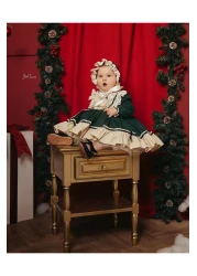 Hly Karol Tasarım فستان بناتي أخضر لاتيه عتيق، فستان بناتي مصنوع حسب الطلب، فستان عيد ميلاد، تصوير فوتوغرافي