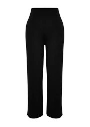  Collection High Waist Cut Detail Black Culotte Trousers - TWOSS24PL00036
