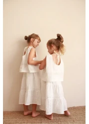 Oh La La Koala For Little Ones White Embroidered Back Tie Girl's Suit