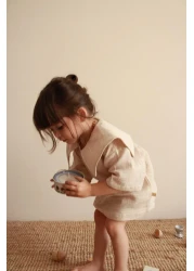 Oh La La Koala For Little Ones Beige Sailor Collar Shorts Suit