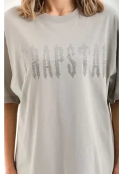 Viyamo تي شيرت رمادي للجنسين بنمط حجري كبير الحجم