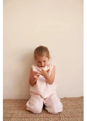 Oh La La Koala For Little Ones Pink Striped Cross Stripe Detailed Muslin Set with Scarf