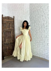 moneta boutique فستان قميص طويل بتصميم كشكش بأكمام للنساء