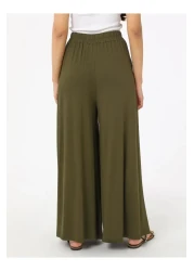 Benin بنطلون فيسكوز بخصر مطاطي - كاكي - بنين