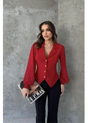 RB CLUB بلوزة شيفون - أكمام بأزرار