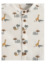 LC Waikiki Elephant Printed Baby Boy Shirt and Shorts 2-Piece