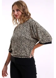 Şiir بلوزة Melipilla النسائية ذات الاسم الفهد والتعامل مع القطن الممشط