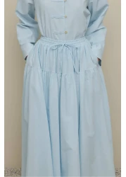 Fahhar Gathered Wide Voile Skirt Light Blue