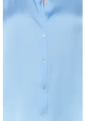  Collection قميص منسوج من الساتان مقاس كبير/واسع باللون الأزرق TWOAW24GO00211