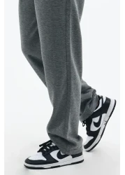 OXVİN بنطال نسائي فضفاض واسع القطع، جيب خلفي، بنطال فضفاض واسع الساق (قماش بيكيه)