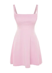  Collection Pink A-Line Woven Short Evening Dress Night Graduation Dress Tprss23El00031