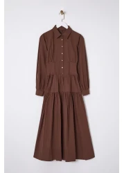  Modest Dark Brown Elastic Waist Dress Tctss25Eb00016