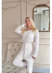 Pijamaevi طقم بيجامة نسائي من لايت باودر دبلن مع ثوب صباحي