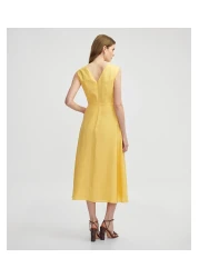 İpekyol فستان من الكتان البسيط مع مشبك معدني