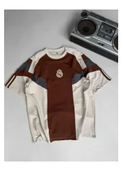 SENTİNEL WEAR ريال ماد. تي شيرت بني كبير الحجم مطرز