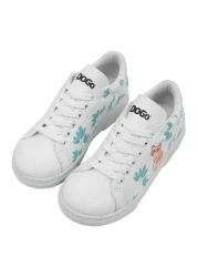 Dogo Unisex Kids Vegan Leather White Sneakers - Everything Is Gonna Be Purrfect Design