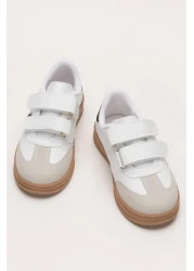 Liger Unisex Velcro Comfortable Lightweight Children's Sports Shoes White - Black