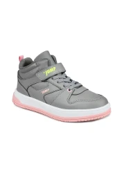 Jump 27758 Velcro High Top Gray - Salmon Pink Girl's Sneaker Casual Sneakers