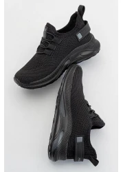 Ccway حذاء رياضي تريكو أسود للأطفال مقاس 31-35