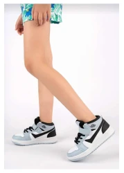 Lambırlent Girls Boys Unisex Lace-Up High Top Winter Blue White Black Sports Basket Shoes