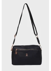 Les Crioch Black Women's Cross Shoulder Bag - 3 Compartments, Lined and Adjustable Column Strap