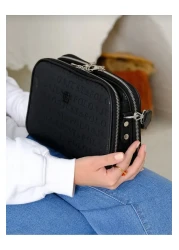 Just Polo Justpolo Women's Black 5-Compartment Adjustable Long Strap Shoulder Bag Messenger Bag