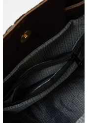  Shoes Dark Brown Suede Tote Shoulder Bag with Handle and Cross Strap Takaw25Oc00013