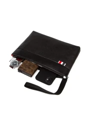 CERFF LEATHER CLUP حقيبة يد جلدية نباتية حقيبة حزام المعصم الأسود