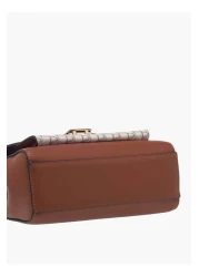 Paprika Paprika Monogram Print Crossbody Bag with Chain Strap and Flap Closure