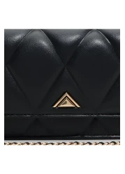 Aldo Fititall - Women's Faux Leather Black Top Zipper Chain Wallet Purse