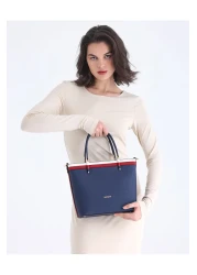 Evident Color Blocked Bucket Model Navy Blue Hand and Shoulder Women's Bag