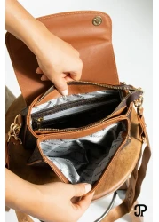 Just Polo Original Women's 4 Compartment Luxury Soft Leather Stylish Trend Shoulder Bag with Adjustable Cross Column Strap