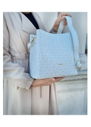 Just Polo حقيبة كتف نسائية بيضاء بحزامين مكونة من 5 أقسام ومحفظة