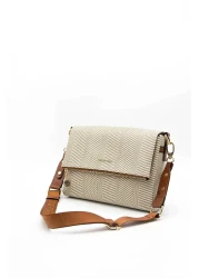 Silver Polo Taba Sp963 - Women's Crossbody Bag Beige and Silver Detailed