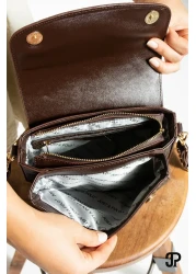 Just Polo Original Women's 4 Compartment Luxury Soft Leather Stylish Trend Shoulder Bag with Adjustable Cross Column Strap