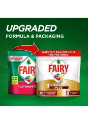 Fairy 1 Step Clean Plus Automatic Dishwasher Tablets Lemon Scent 20 Tablets 