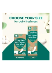 Carefree Organic Cotton Normal Unscented 30 Pantyliners White