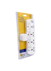 MyChoice 3-Way with 2 USB Ports T-Shape Universal Wall Socket Adapter