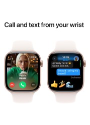 آبل ساعة السلسلة 10 GPS 46 ملم هيكل من الألومنيوم - ذهبي وردي مع سوار رياضي - أحمر الخدود متوسط ​​/ كبير
