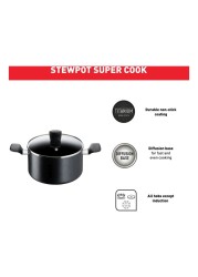 Tefal G6 Super Cook Stew Pot With Lid Black 30cm