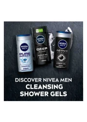 NIVEA MEN 3in1 Shower Gel Body Wash DEEP Micro-Fine Clay Woody Scent 250ml