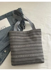 Korean Style Retro Casual Work Tote Bag For Women 2025 New Fashionable Canvas Satchel Shoulder Bag