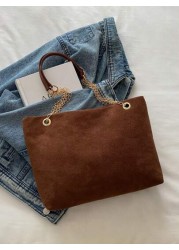 1pc Polyester Deer Decoration Large Capacity Zipper Closure Fashion Shoulder Tote Bag Suitable For Women Daily Use