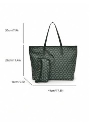 2pcs Set 2025 New Fashion Patchwork Tote Bag Large Capacity Travel Bag Shopping Bag Suitable For Women Daily Use Back To School Students Vacation Holiday Date Gift